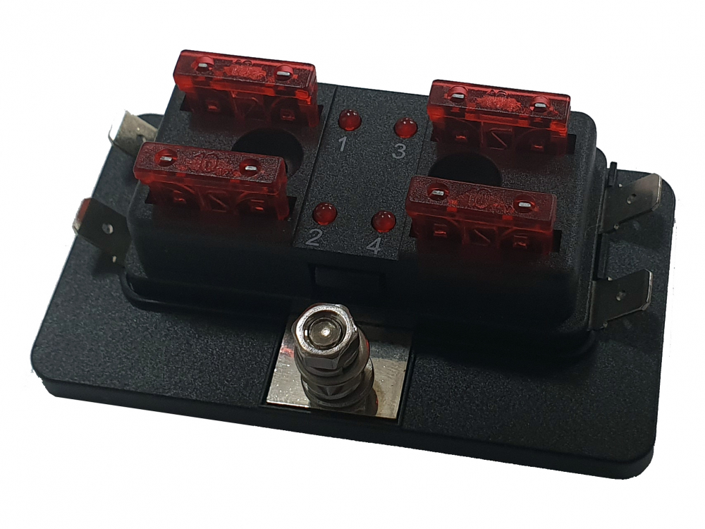 WESTEC 4-WAY BLADE FUSE TERMINAL BLOCK - WITH LED