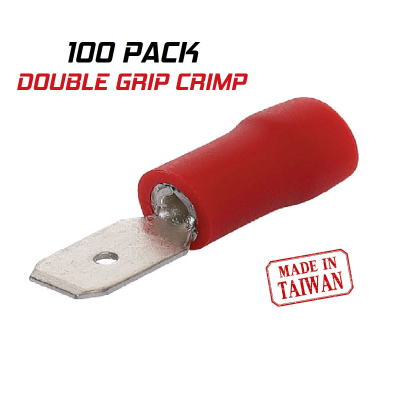 WESTEC RED MALE SPADE 4.8MM CRIMP TERMINAL - 100PK